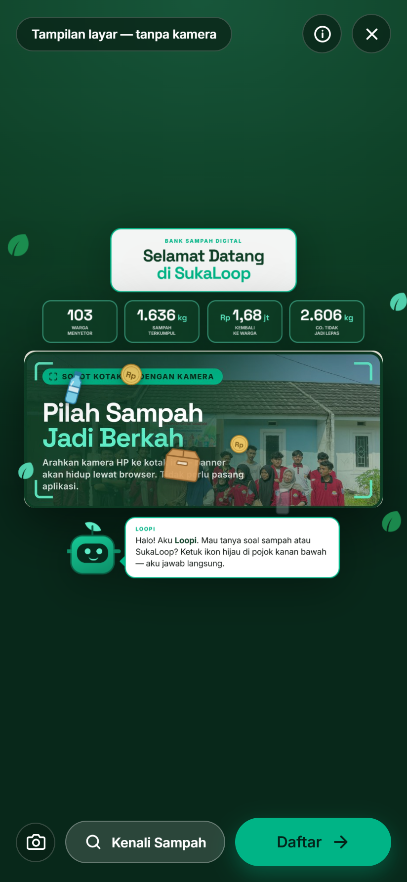 Banner Hidup mode layar: sambutan, angka, dan sampah jadi koin