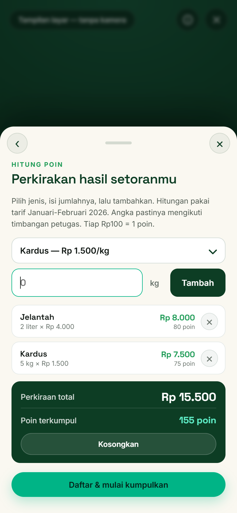 Kalkulator poin di Lembar Info: perkiraan rupiah dan poin